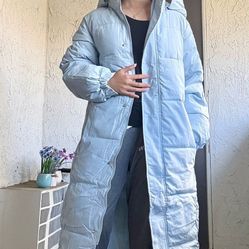 Brand new Women’s Sky Blue Long Puffer Jacket Coat 