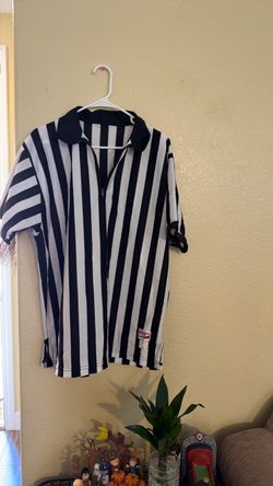 Large Black and White Striped Referee costume Shirt