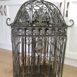 $45 Vintage Large Victorian Wrought Iron Large Cage 30”By 14”