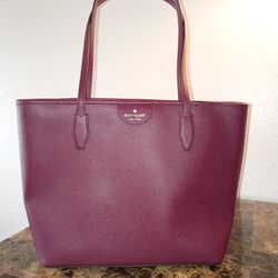 Kate Spade Large Leather Tote – Burgundy, Like New