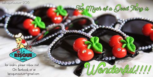 Cherry Cateye Sunglasses with Pearls Custom Made