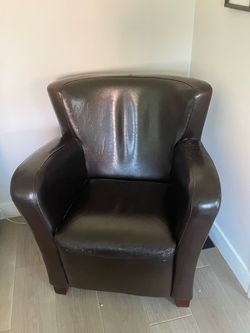 Pair of Brown Faux Leather Accent Chairs