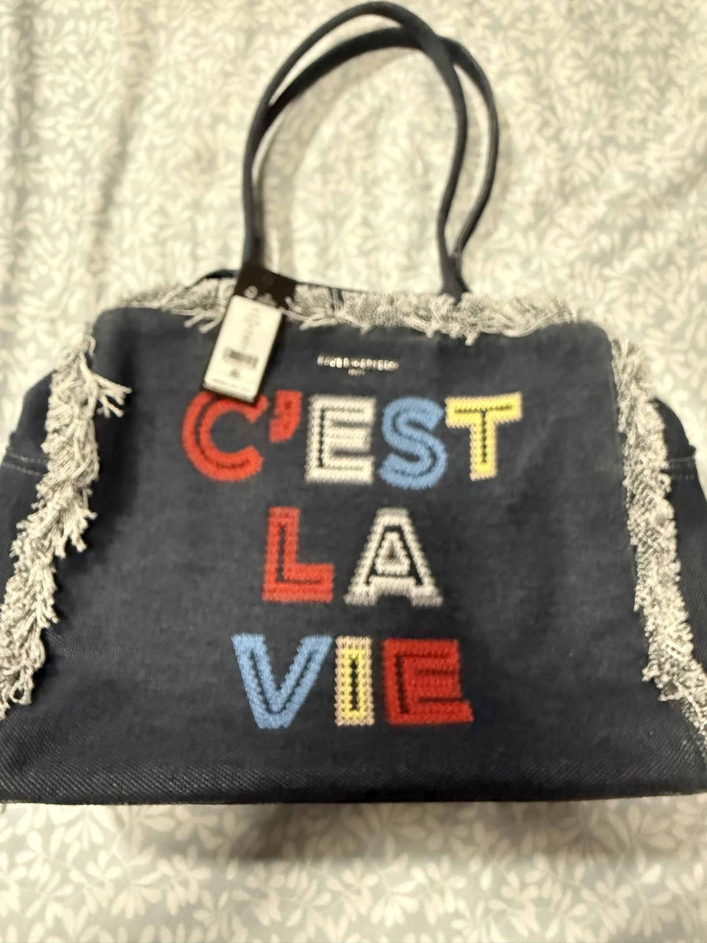 Karl lagerfeld NWT Denim Fringe C’Est la vie Bag