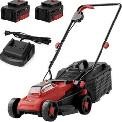New-MZK 20V 13" Electric Lawn Mower, Brushless Cordless Lawn Mower with 4-Position Height Adjustment, Walk-Behind Push Mowers with 8 Gallon Grass Bag,