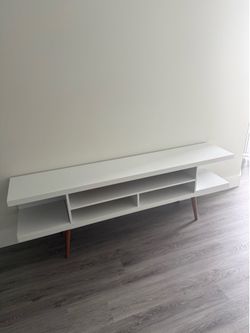 White Mid-Century Modern TV Stand