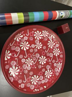 Wrapping Papers (4 Rolls) + Holiday Serving Tray + Candle 