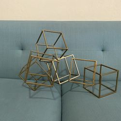 Abstract Art Gold Cube Sculpture