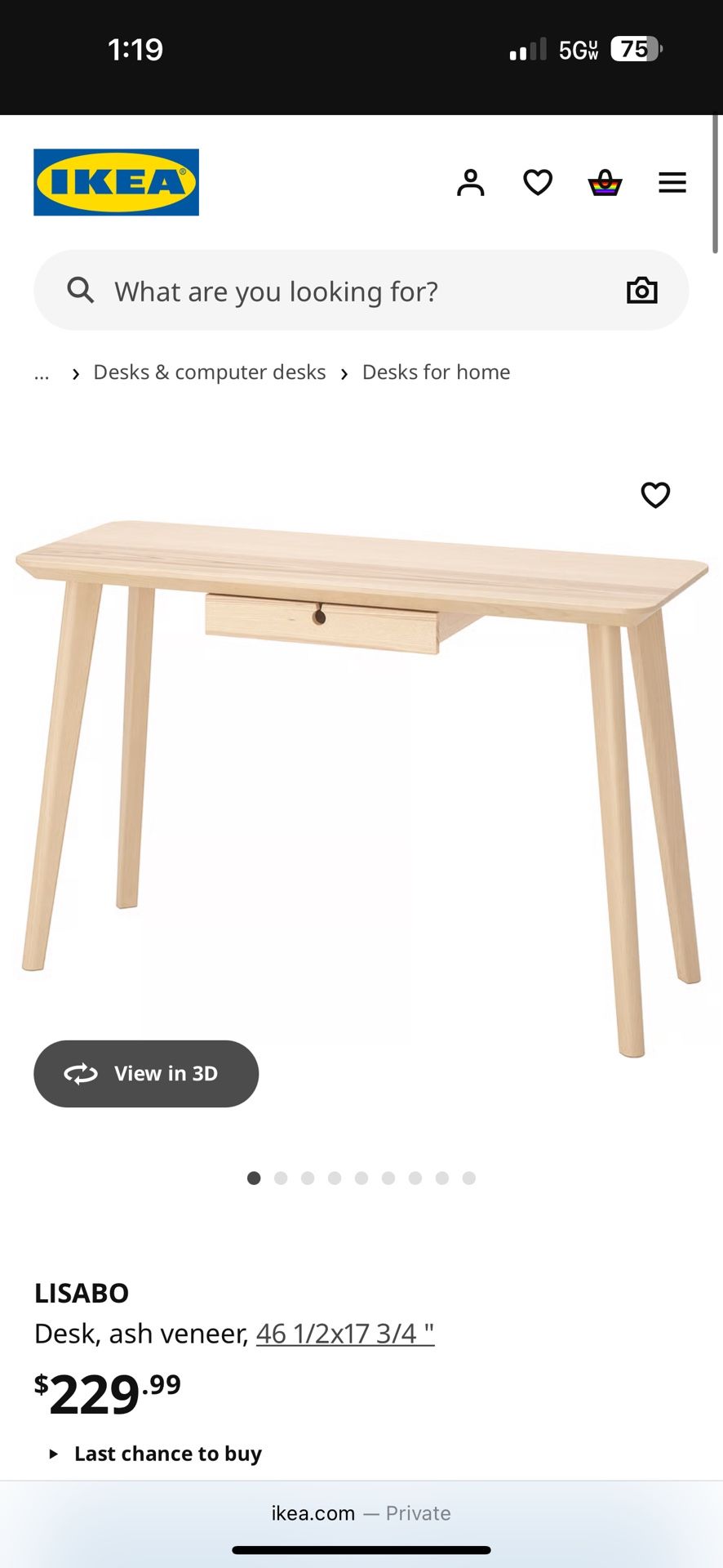 IKEA LISABO Desk