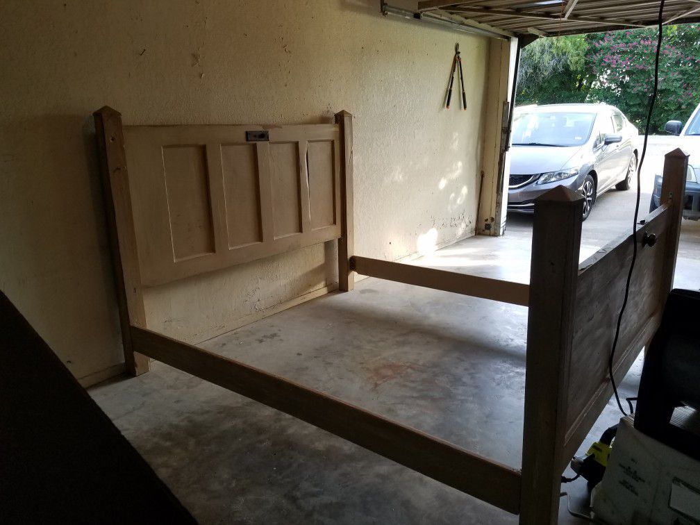 Queen size wooden door bed frame