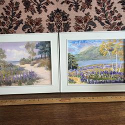 2 Oil Paintings Of Landscapes In Matching Frames 