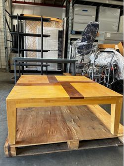 Mid-century modern mixed wood square coffee table