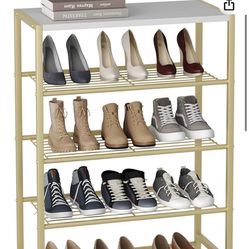 5 Tier Shoe Rack, Gold