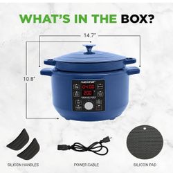 NutriChef
6 Quart Electric Dutch Oven | 1500W 5-in-1 Enamel Coated Cast Iron Pot with Stainless Steel Lid | Precise Temperature Control | Includes 2 S