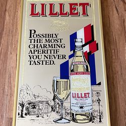 Vintage LILLET French Aperitif Wine Advertising Mirror 12.5”x 20.5” GUC