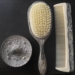 Godinger Silver Plated Brush, Comb and Ring Holder Set