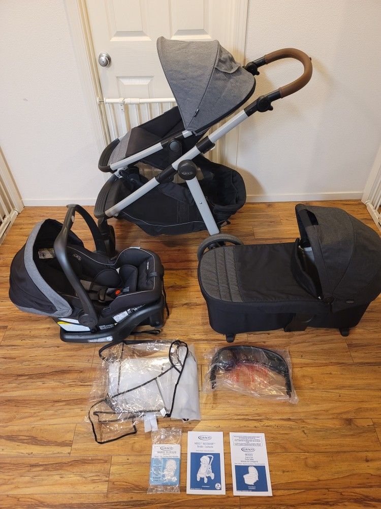 Graco Modes Nest2Grow Travel System with Expandable Double Stroller , Infant Car Seat , and compatible Carry Cot with separate Stand
