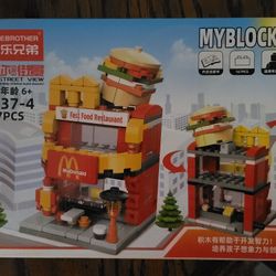 Lele Brother My Blocks Mini Street View Fast Food Restaurant