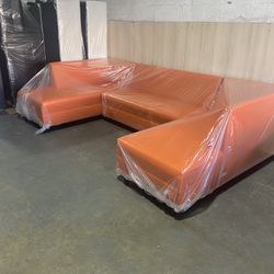 Orange Leather Sofa Brand New Available For Sale!! All Colors Available 