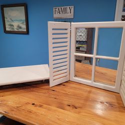 White Window Mirror With Matching Shelf