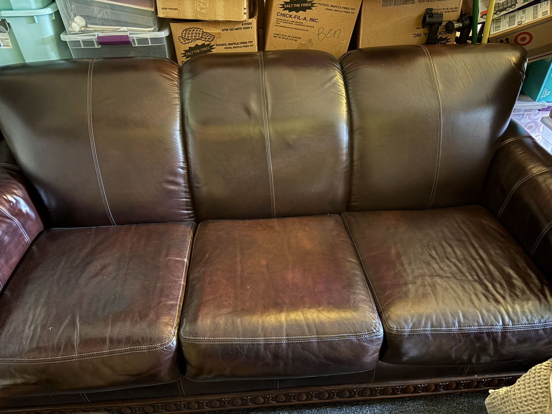 Pleather Sofa  &Love Seat