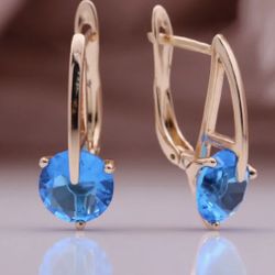 E25- Blue Zircon Round Earrings For Women!  