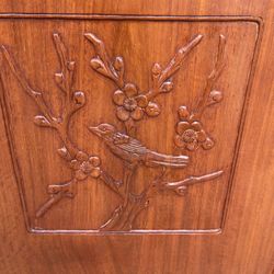 Mid-Century Asian Rosewood Curio / Display Cabinet - Hand-Carved Details