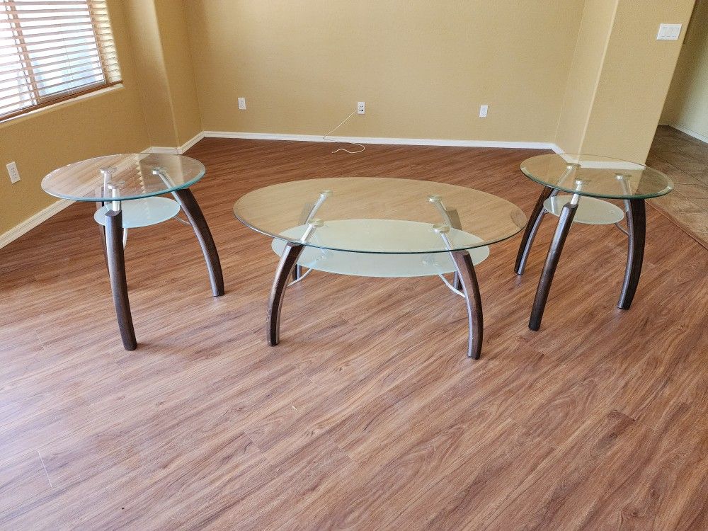 Glass Coffee and End Table Set