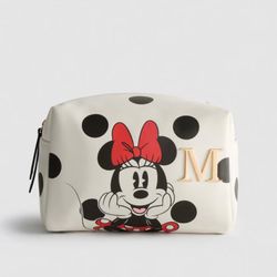 Minnie Mouse Cosmetic Pouch with Gold M Initial