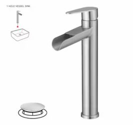 BWE Matte Black Vessel 1-handle WaterSense Waterfall  nickel F3B