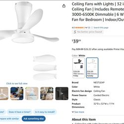 Ceiling Fans with Lights | 32 inch Low Profile