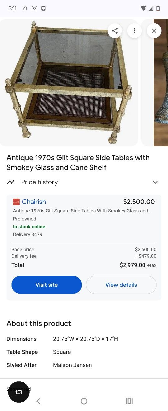 Two Double Glass Golden Tables
