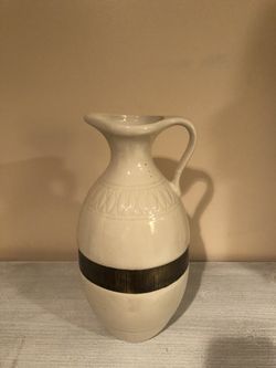 Accent Vase .. Beige and Bronze 