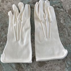 Women’s Dress Gloves Size 6 1/2 White Double Woven Nylon, Wrist Length