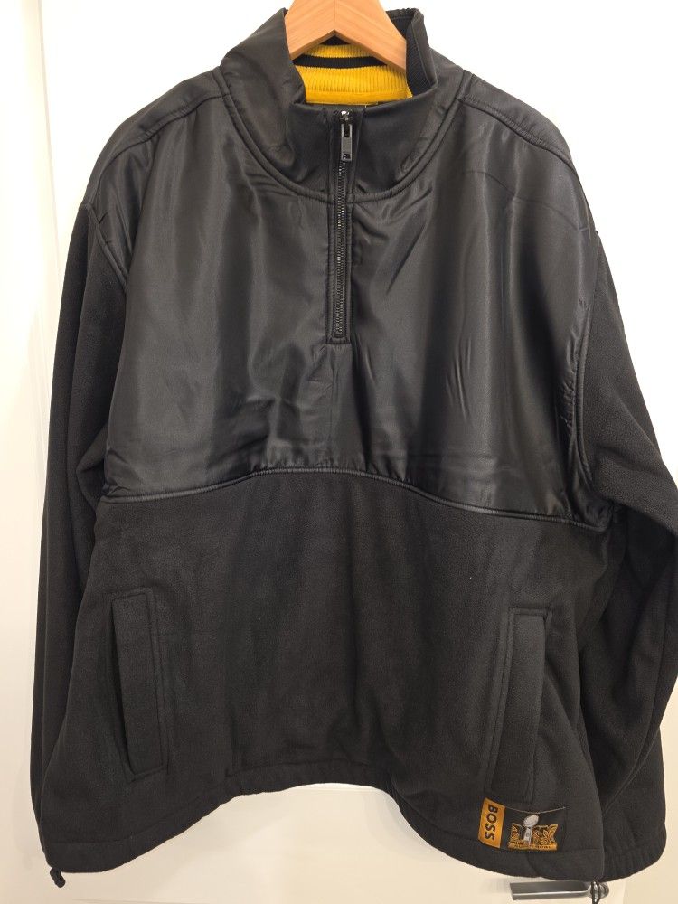 HUGO BOSS x NFL Super Bowl LVII Black Quarter-Zip Fleece Pullover XXL NWT Gold