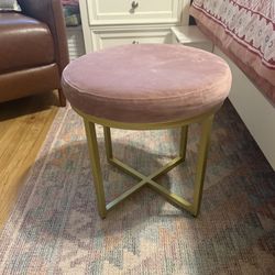 Pink Velvet Vanity Stool
