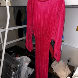 Pink Plisse Midi Dress