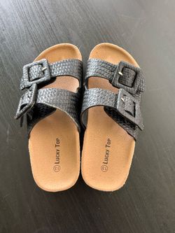 Girls sandals size 13 kids woven black sandal like new
