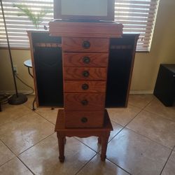 Mirrored Flip-top Jewelry Armoire