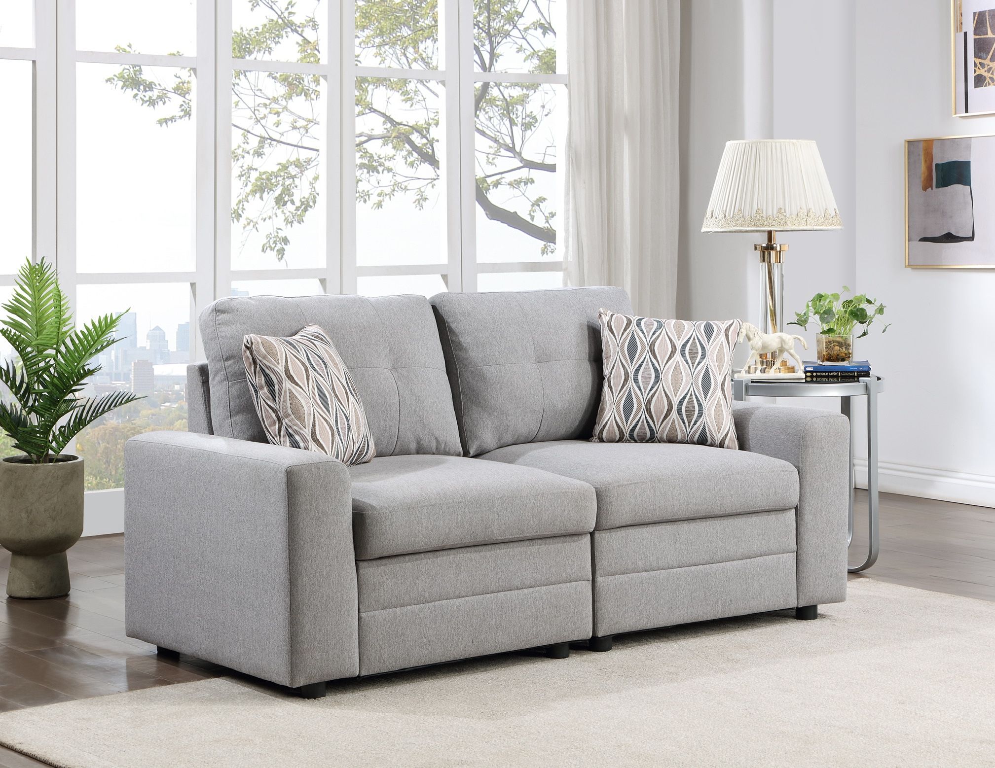 Leisure Space - Oceanside Modular Loveseat (Gray)