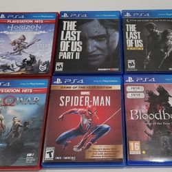 PS4 Game Bundle: 6 games (Spider Man, Bloodborne, Last of Us 1+2, God of War, Horizon)