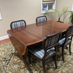 Vintage Mahogany Drop-Leaf Dining Table with Balloon-Back Chairs