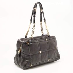 Salvatore Ferragamo Black Patent & Leather Vara Satchel
