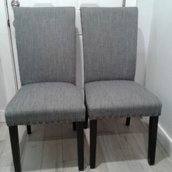 2 Gray Dining Chairs 