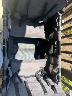 Double Stroller Gray with Harness Straps