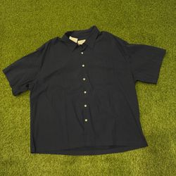 American Eagle Navy Short Sleeve Button-Up Shirt Size XL