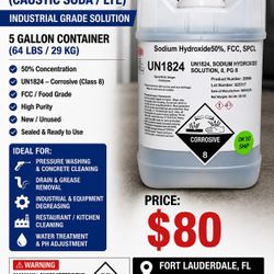 Sodium Hydroxide 50% – 5 Gal – Pressure Washing / Industrial Degreaser / Lye