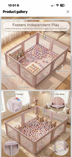 Seeday pink  Foldable Playpen 73 x 61” new