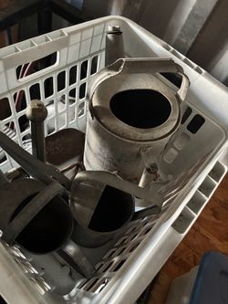 3 metal watering cans