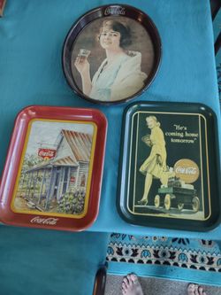 Three Coca Cola Replica Vintage Trays