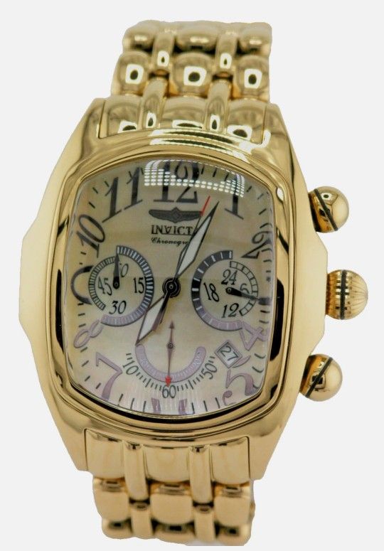 NEW INVICTA 43156 GOLD LABEL STEEL LUPAH CHRONOGRAPH QUARTZ WATCH (Needs Battery)